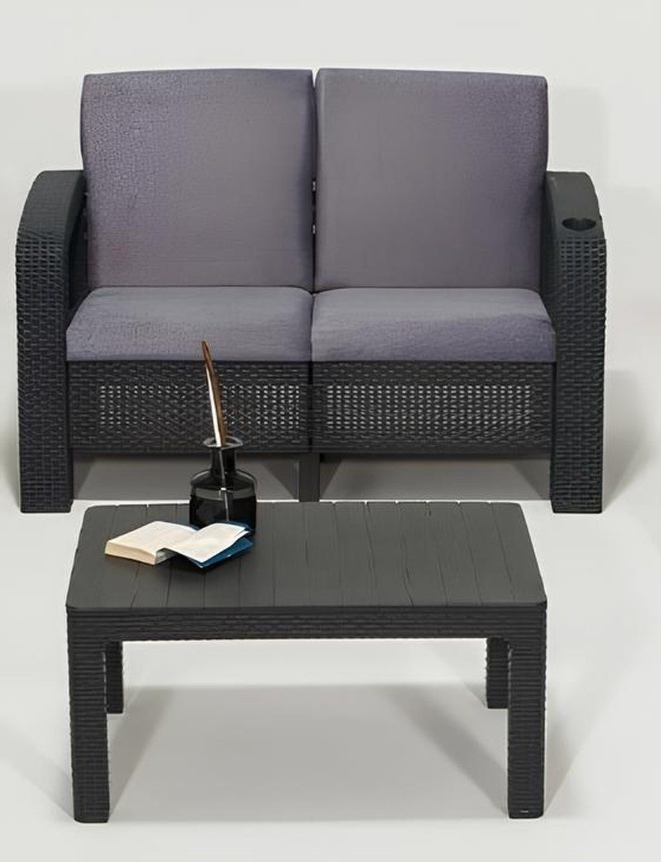 Xlmoebel Gartensofa Stilvolle 2-Sitzer Garnitur mit exklusivem Couchtisch, Made in Europa