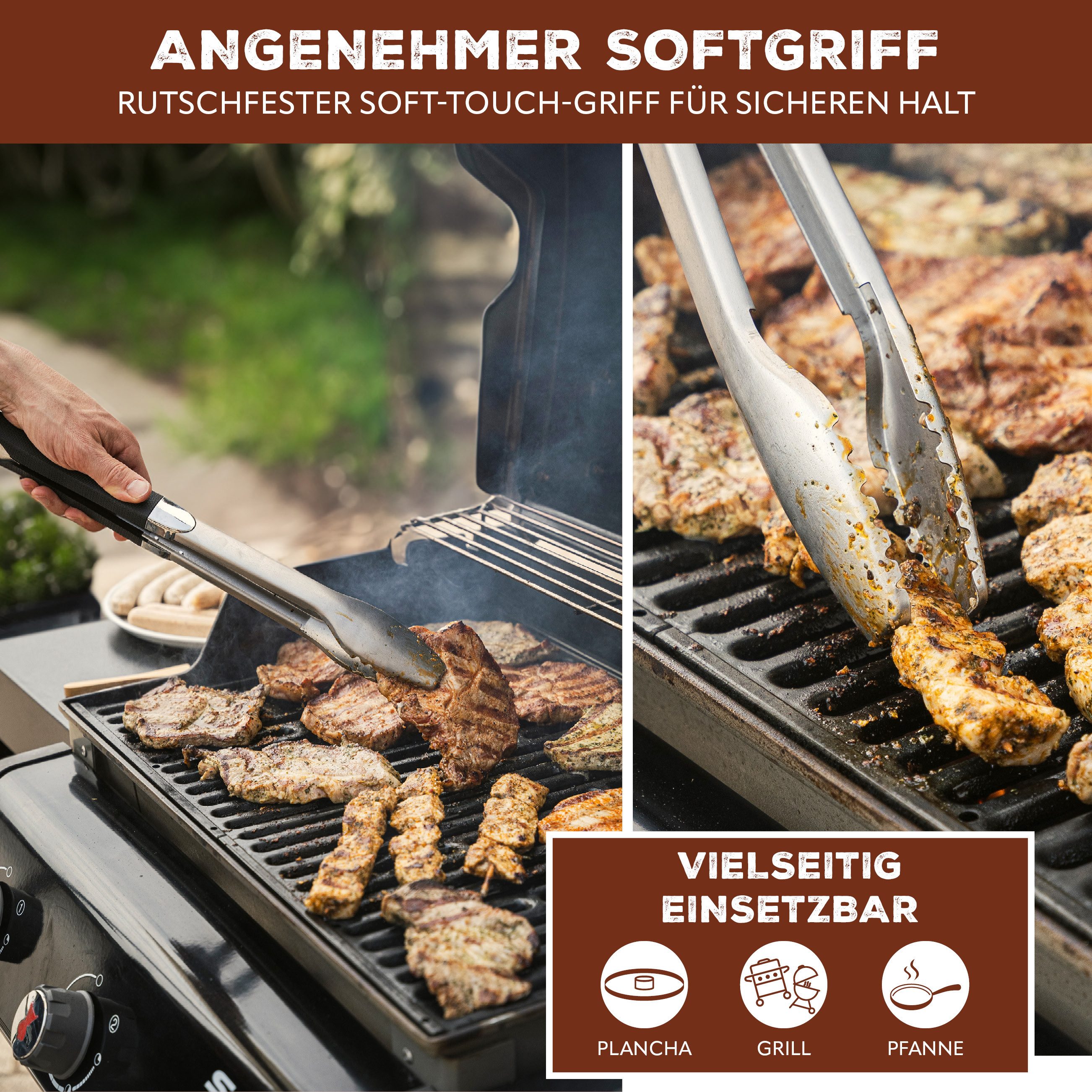 bremermann Grillbesteck-Set Grill-Besteck 3tlg. // Zange, Wender, Fleischgabel, (Set, 3 tlg) – Bild 3 von 5