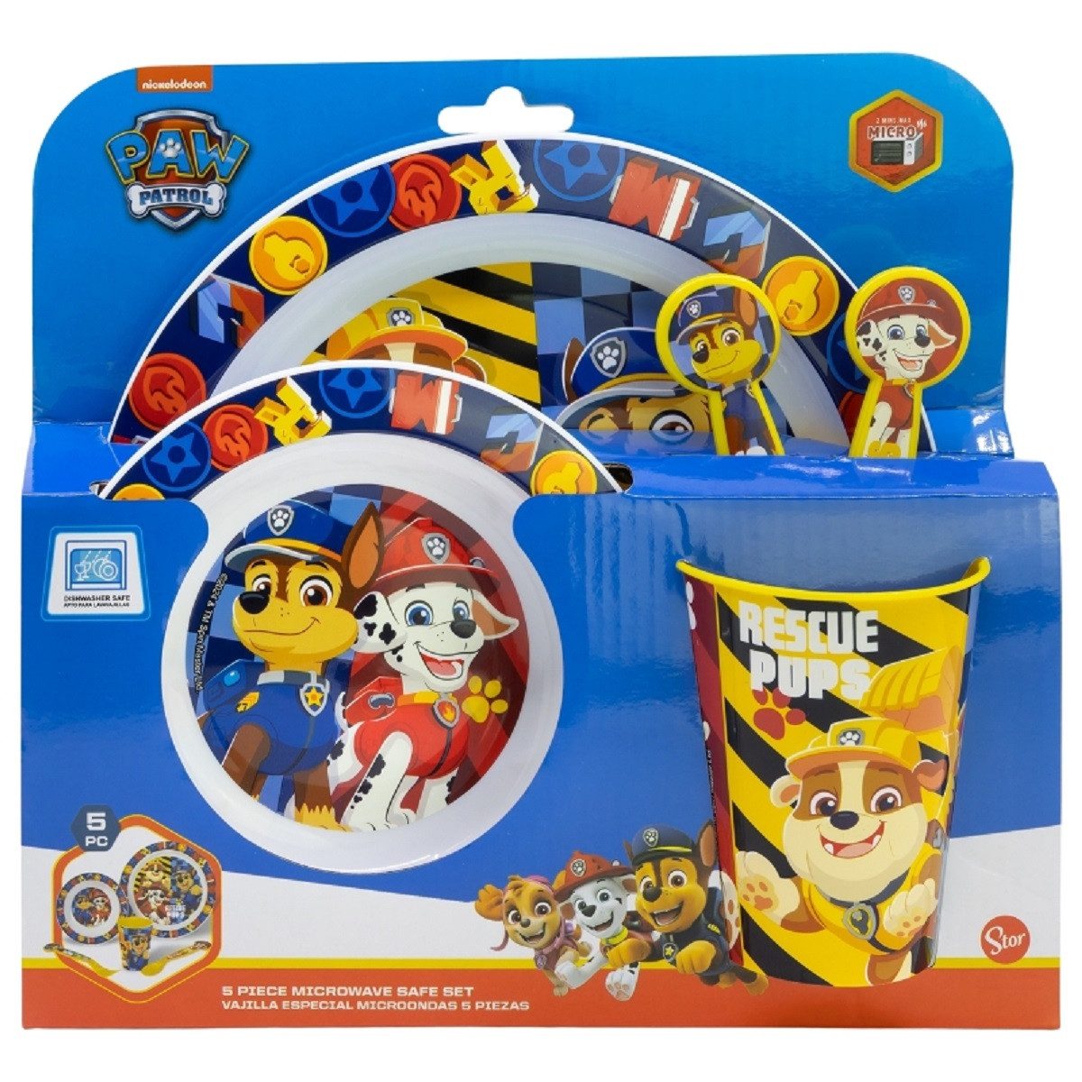 PAW PATROL Frühstücks-Set Teller-Set Mikrowellengeeignet 5-teiliges mit rutschfestem Boden