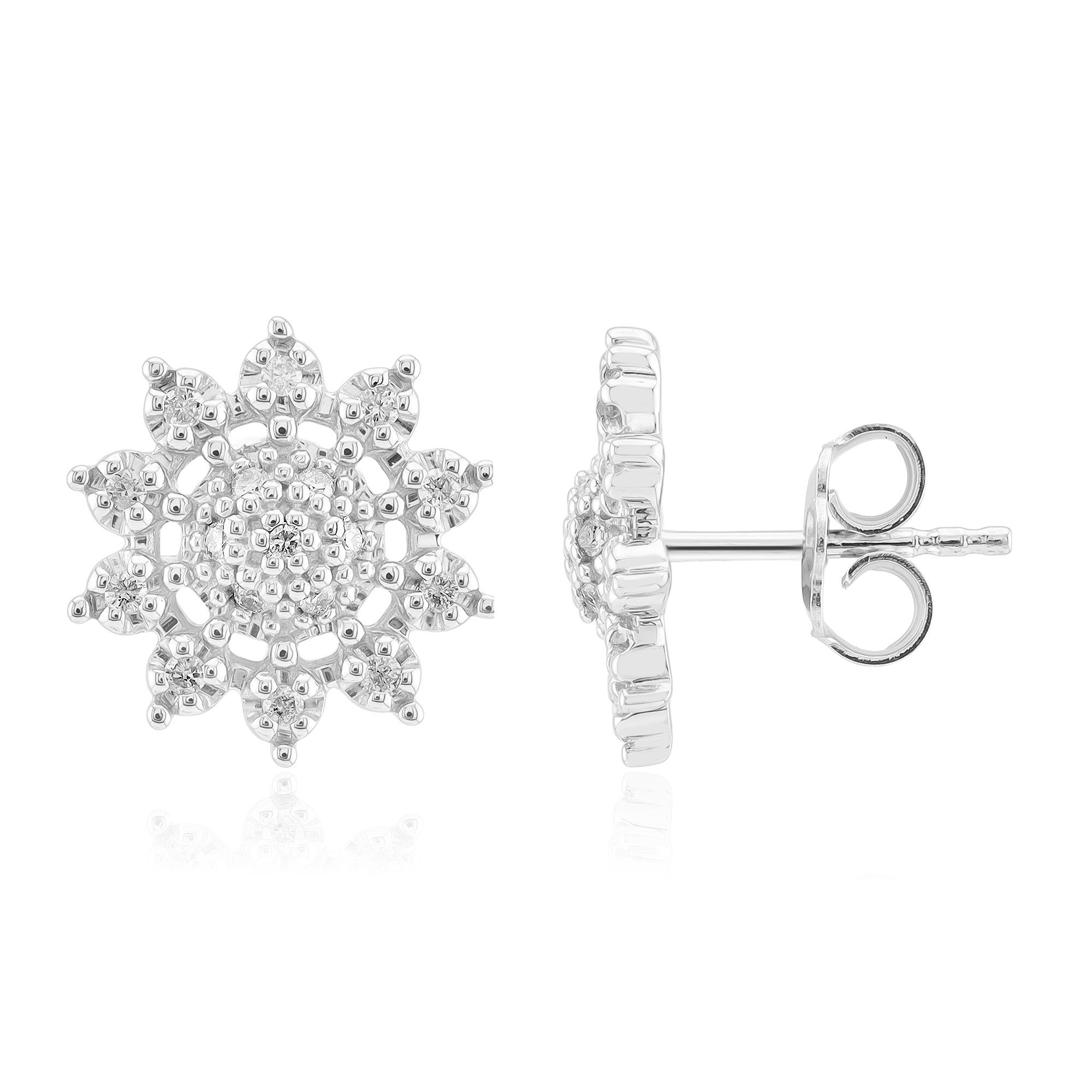 Ohrring-Set Cavill Diamantohrringe Damen 0,218 ct Blüten 925 Sterling Silber