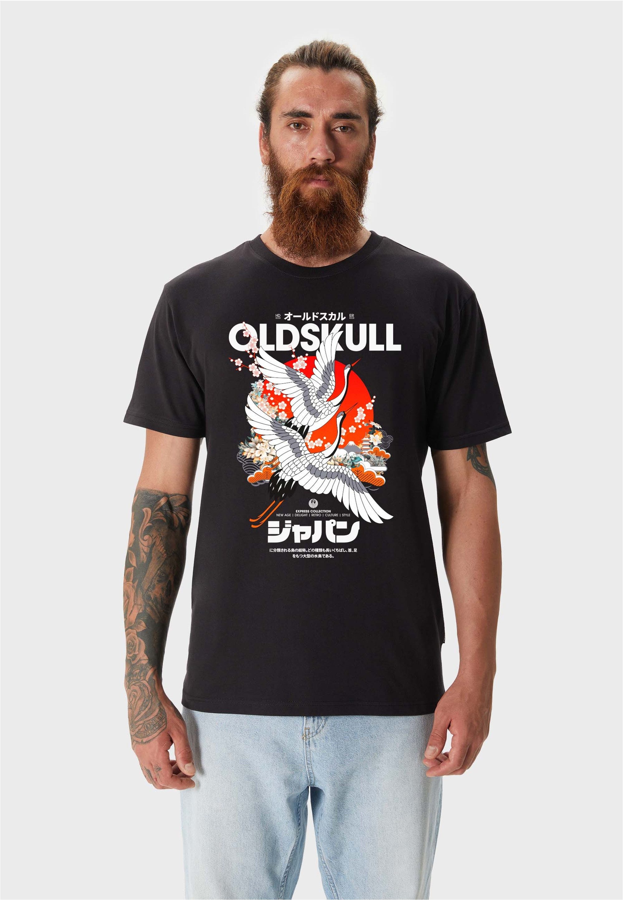 Oldskull T-Shirt ASIAN CRANE BEAUTY (1-tlg) mit coolem Print