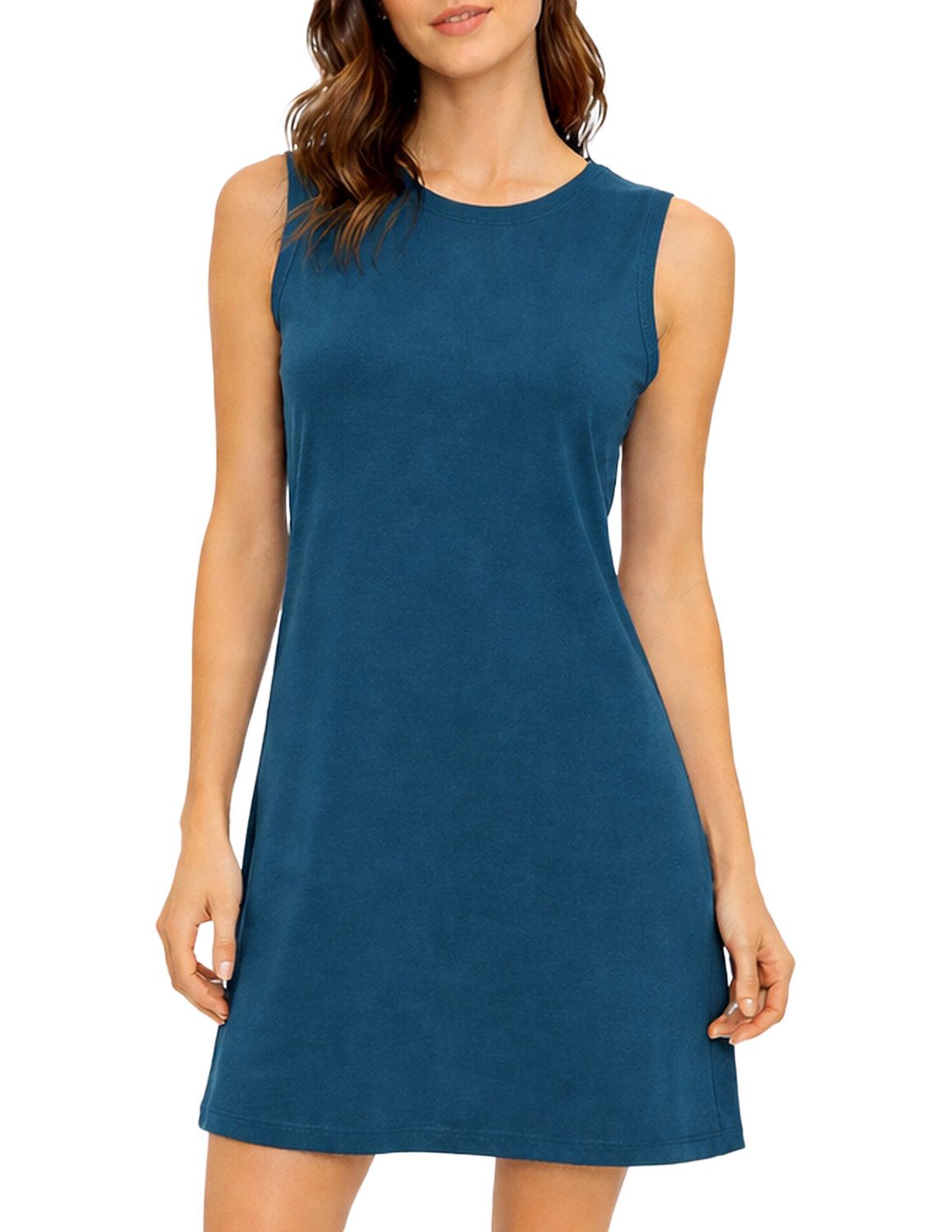Vishes Sommerkleid Ärmelloses Kleid Damen A-Linie Jersey Baumwolle Unifarben Alternative Mode, Boho, Hippie, Ethno, Festival