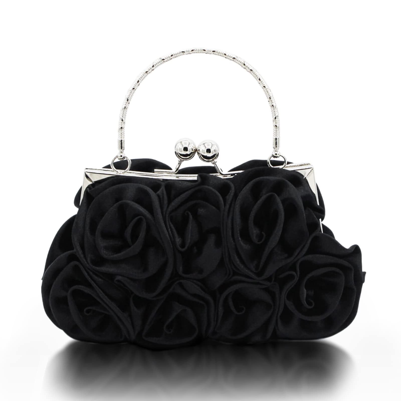 Zaewry Abendtasche Damen Abend-Clutch mit Blumenmuster aus Satin, Handtasche, mit abnehmbarem Schulterriemen für Hochzeit, Party und Abiball