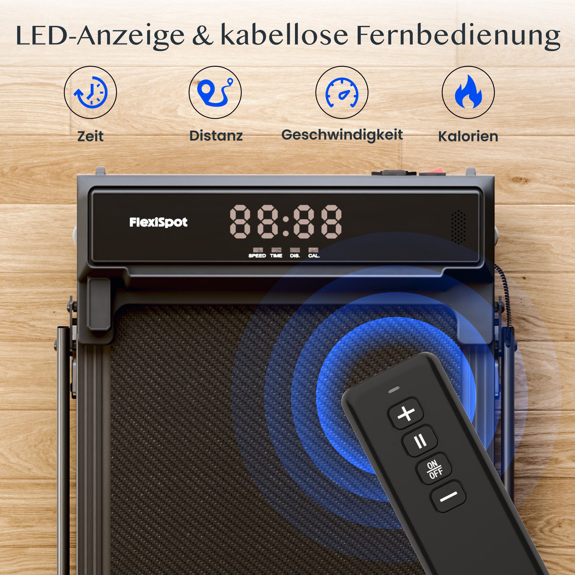 FLEXISPOT Laufband Klappbares Walking Pad DynamiX 1-12 km/h, MAX 140KG (LED-Display&Kabellose Fernbedienung, Leiser bürstenloser Motor, rutschfest & gedämpft), Mit Schmiermitteln, für Zuhause & Homeoffice