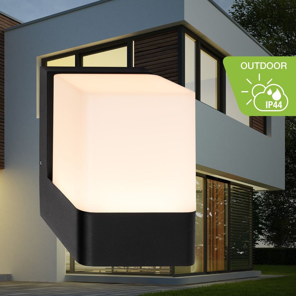 Telefunken Wandleuchte 322105TF, LED fest integriert, 2700K - Extra-Warmweiß, LED Wandleuchte Aussen 11,5x11x8 cm Schwarz Hauswand Balkon Terrasse
