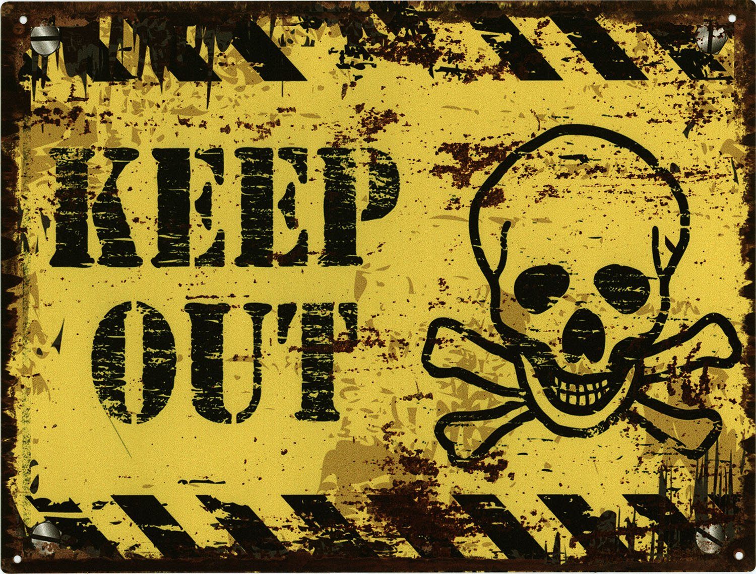 Moritz Metallschild Blechschild Keep Out Totenkopf gelb, (Einzeln), 25 x 33 cm Vintage Retro Deko Schild Metallschild Wandbild Schild. € 10,04