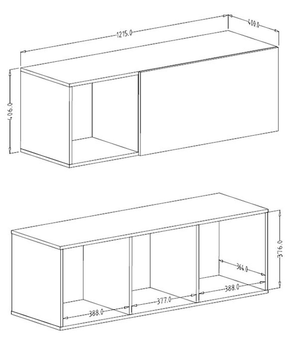 geräumig, SQUARE Hängeschrank DANCE Grifflos Feldmann-Wohnen