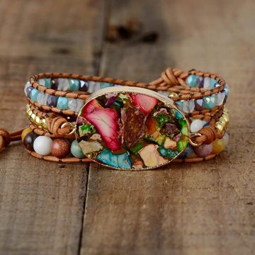 Khalee Samo Edelstein Göttliches Amazonen Wickelarmband Boho Handgemacht, (Wickelarmband, 1-St., Heilstein Schmuck), Jaspis