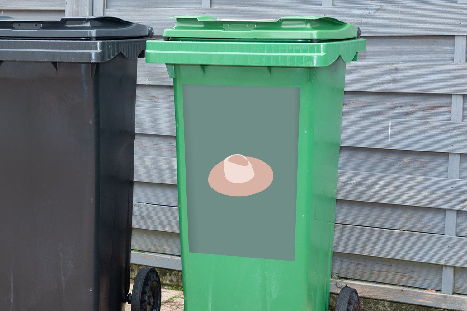 MuchoWow Wandsticker (1 Container, Mülltonne, - - St), Strandhut Sommer Abfalbehälter Mülleimer-aufkleber, Sticker, Pastell