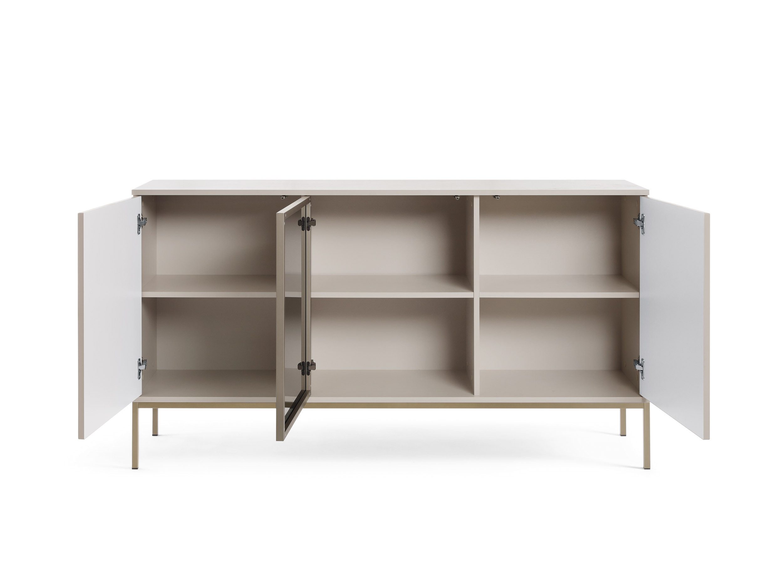 yourhouse24 Kommode SANTIA 154 cm 3D mit LED-Vitrine Lamellen Kaschmir Gold – Bild 3 von 5
