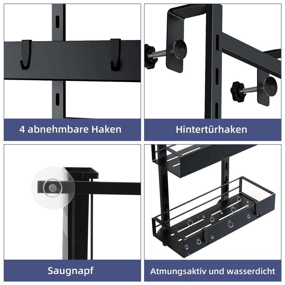 Melko Duschablage Duschregal ohne Bohren 3 Stück Duschkorb Duschorganizer, 1, inkl. Saugnäpfe verhindern Kratzer an der Scheibe