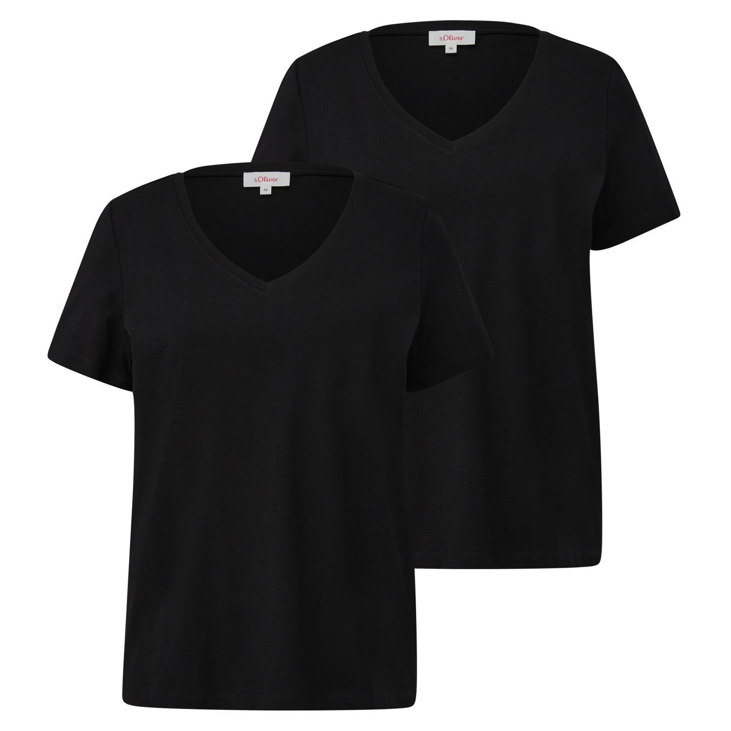 s.Oliver T-Shirt Basic V-Ausschnitt, kurze Ärmel, 2er Pack