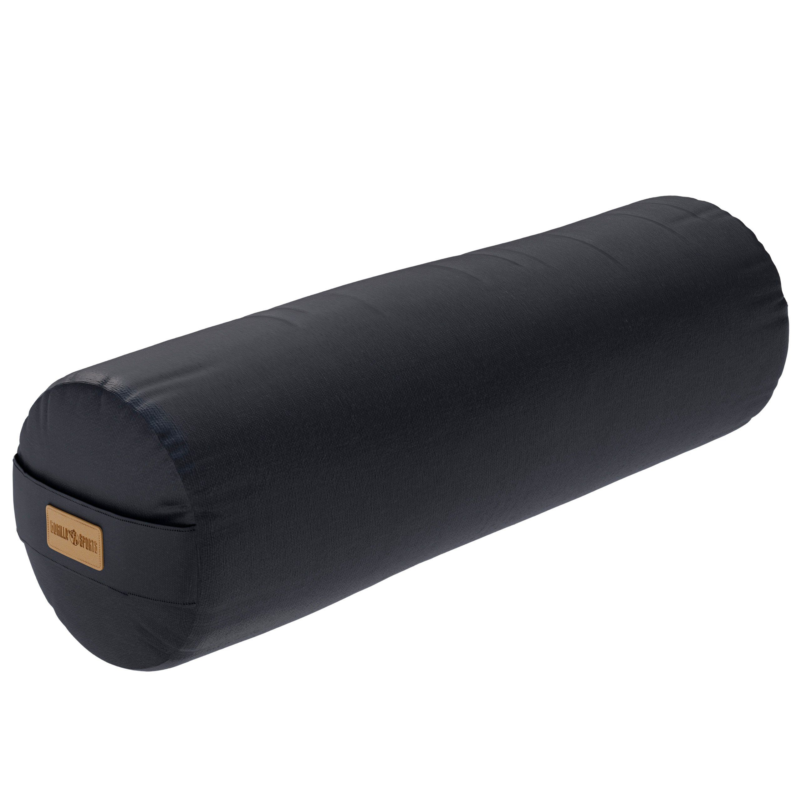 GORILLA SPORTS Yoga Bolster Yogakissen Ø20cm, aus 100% Baumwolle, mit Dinkelfüllung, Yogarolle, Waschbarer, mit Tragegriff, Yogakissen, für Restorative Yoga, Pilates