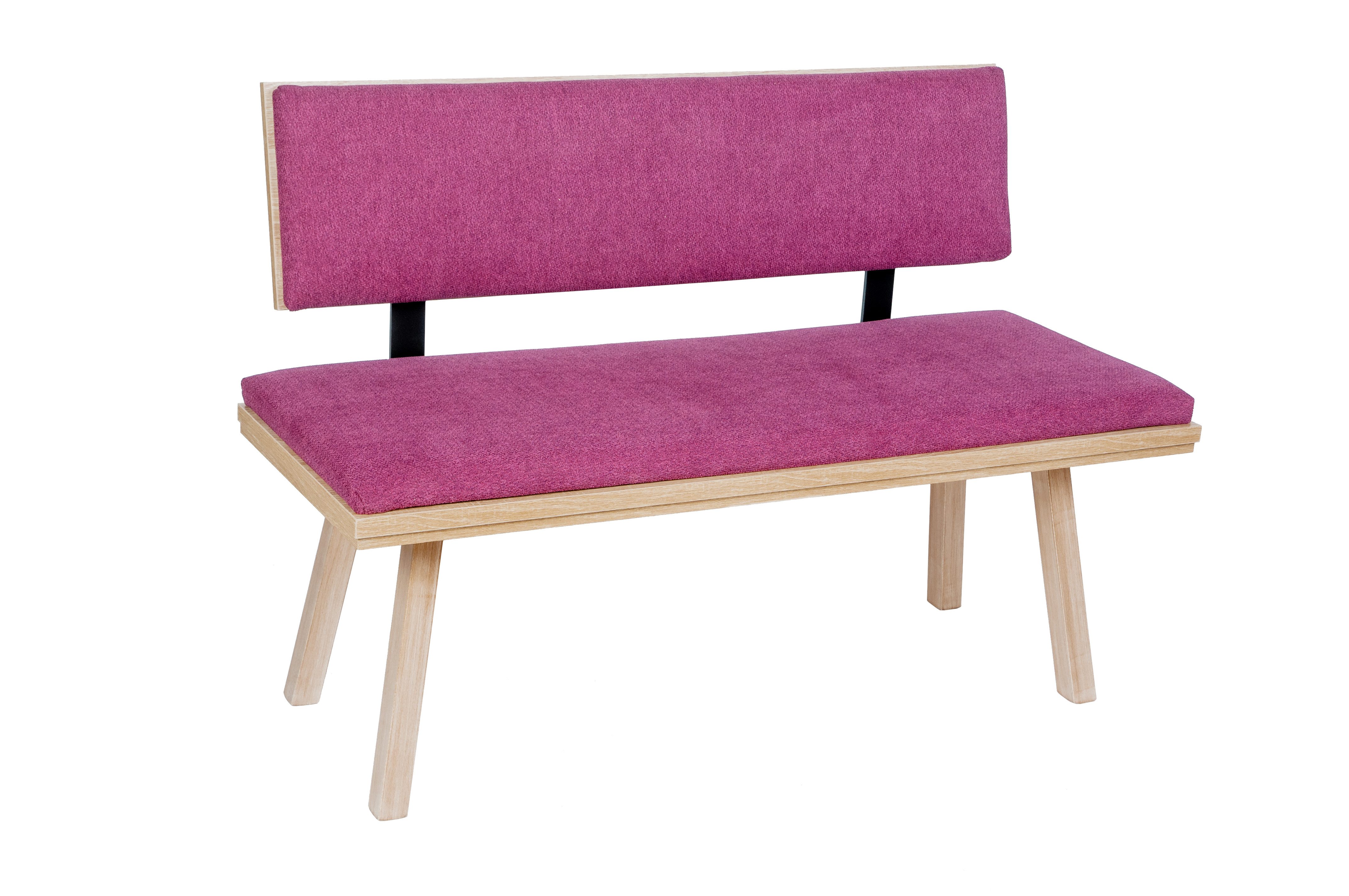 kundler home Sitzbank mit Lehne gepolstert 'Die Zeitlose' L125cm, Füße Echtholz massiv