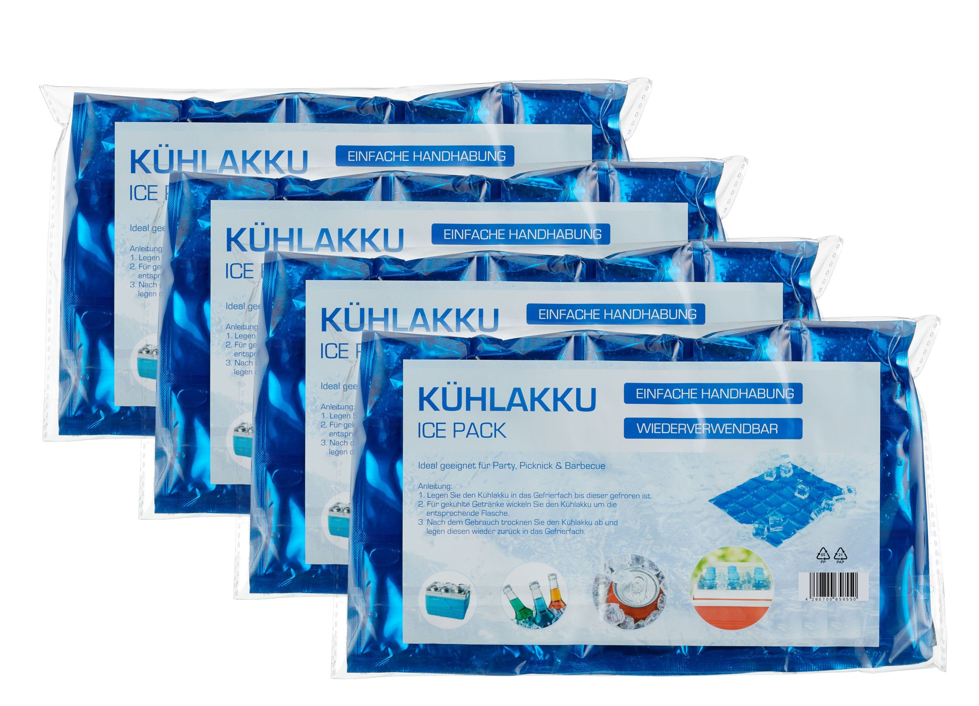 Kühlakku Flexibler Kühlakku im 4er Set - je ca. 29 x 24 cm