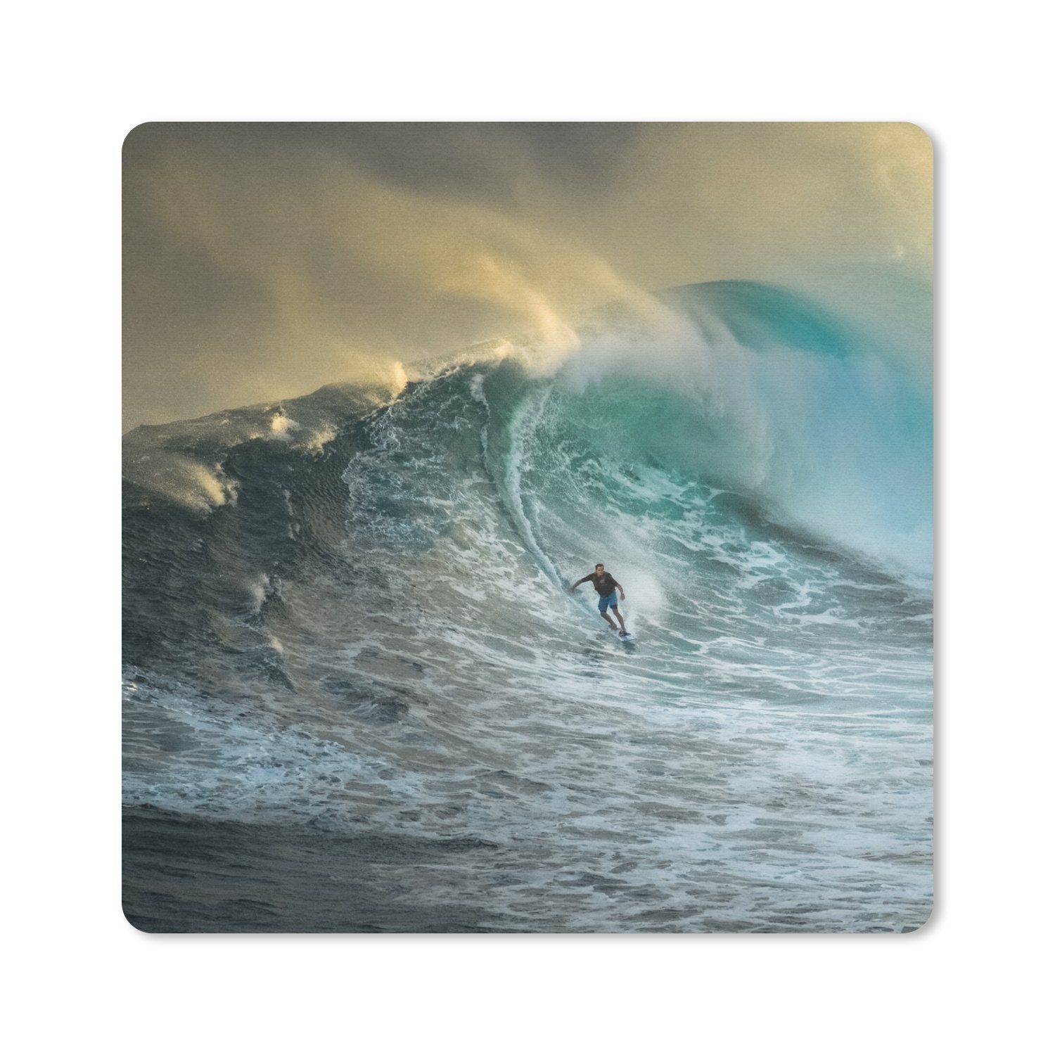 MuchoWow Mauspad Surfer auf großen Wellen (1-St), Mousepad, Schreibtisch Zubehör, Deko, 20x20 cm