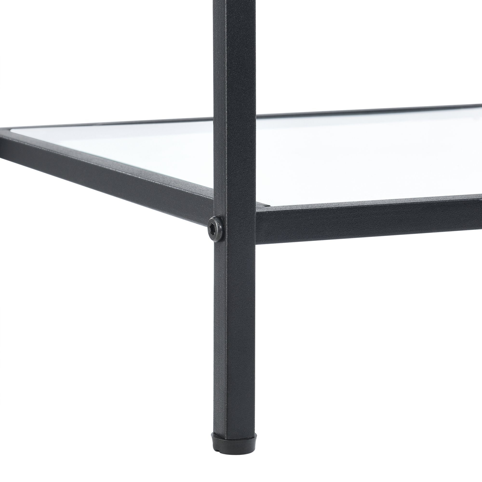 Tisch Schwarz/Transparent Beistelltisch, Glas 55x45x45cm »Norrtälje« en.casa Stahl