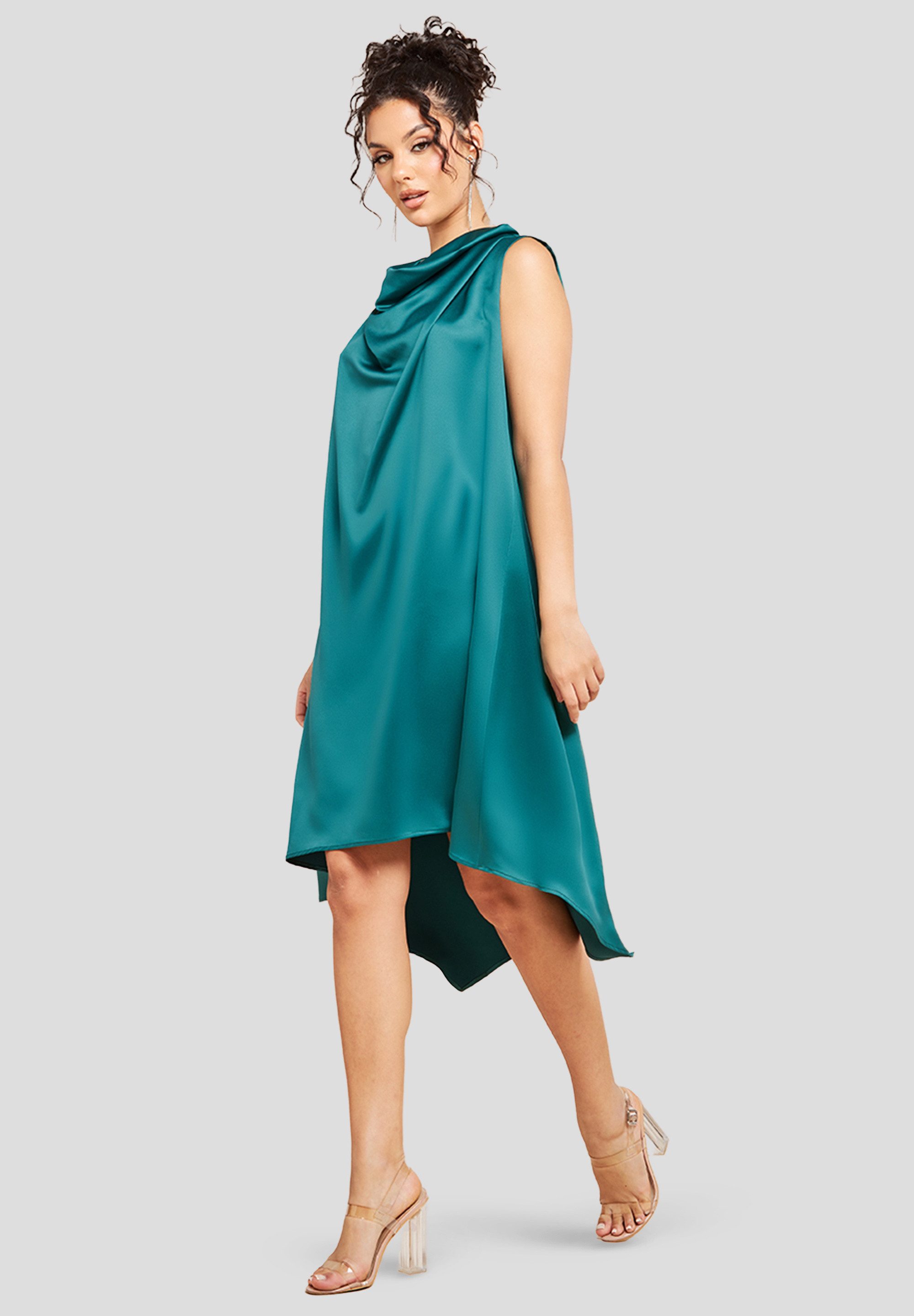 Goddiva Midikleid Cowl Neck Back Wing Satin High Low Midi Dress knielang günstig online kaufen