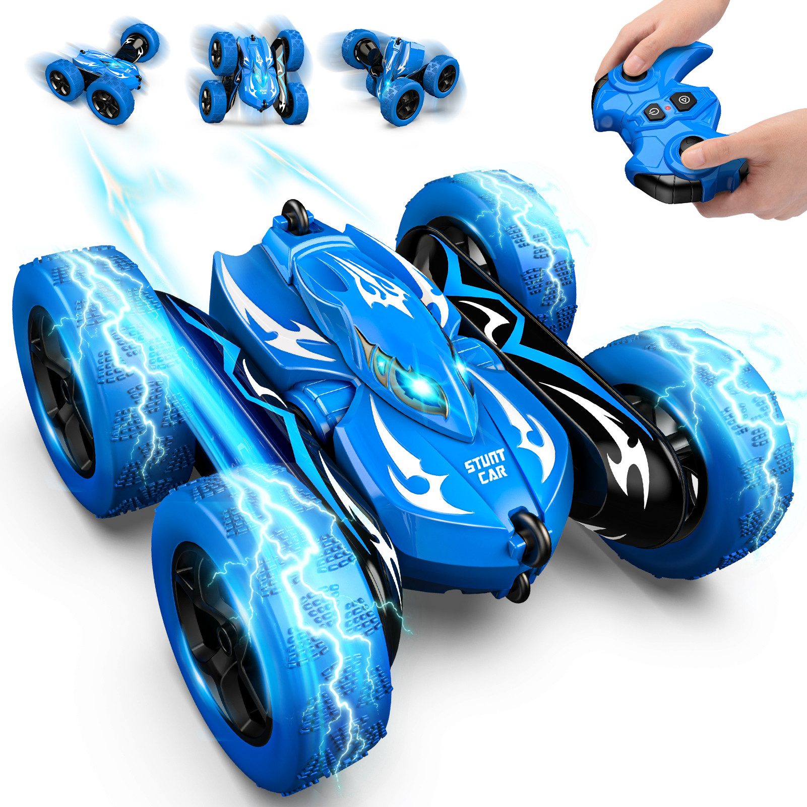 Wootoy RC-Auto RC Stunt Car 4WD Ferngesteuertes Auto Spielzeug-Auto mit 360°-Drehung (praktischem USB-Laden und beidseitige Fahrfunktion, 1-tlg., mit stoßdämpfenden Gummireifen für verschiedene Untergründe), RC-Stuntfahrzeug als Geschenk für Kinder und Rennsportbegeisterte