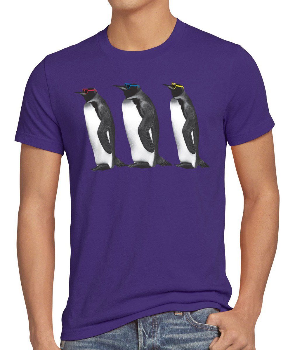 style3 Print-Shirt Herren T-Shirt Penguins Leonard big bang sheldon cooper pinguin the theory polar lila