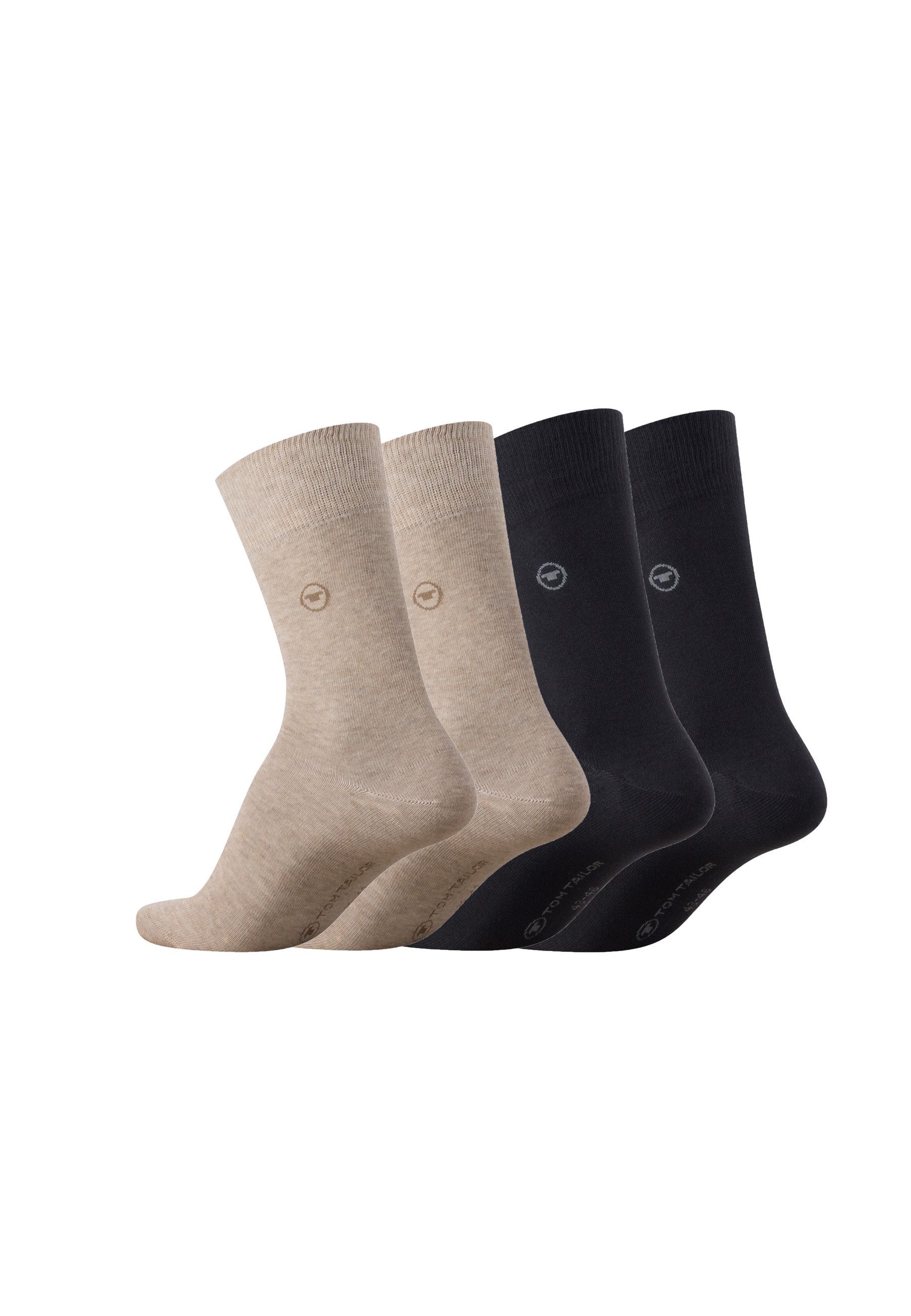 TOM TAILOR Socken Tom Tailor Herren Socken 4er Pack uni basic beige, anthrazit Tom Tailor Herren Socken 4er Pack uni basic beige, anthrazit