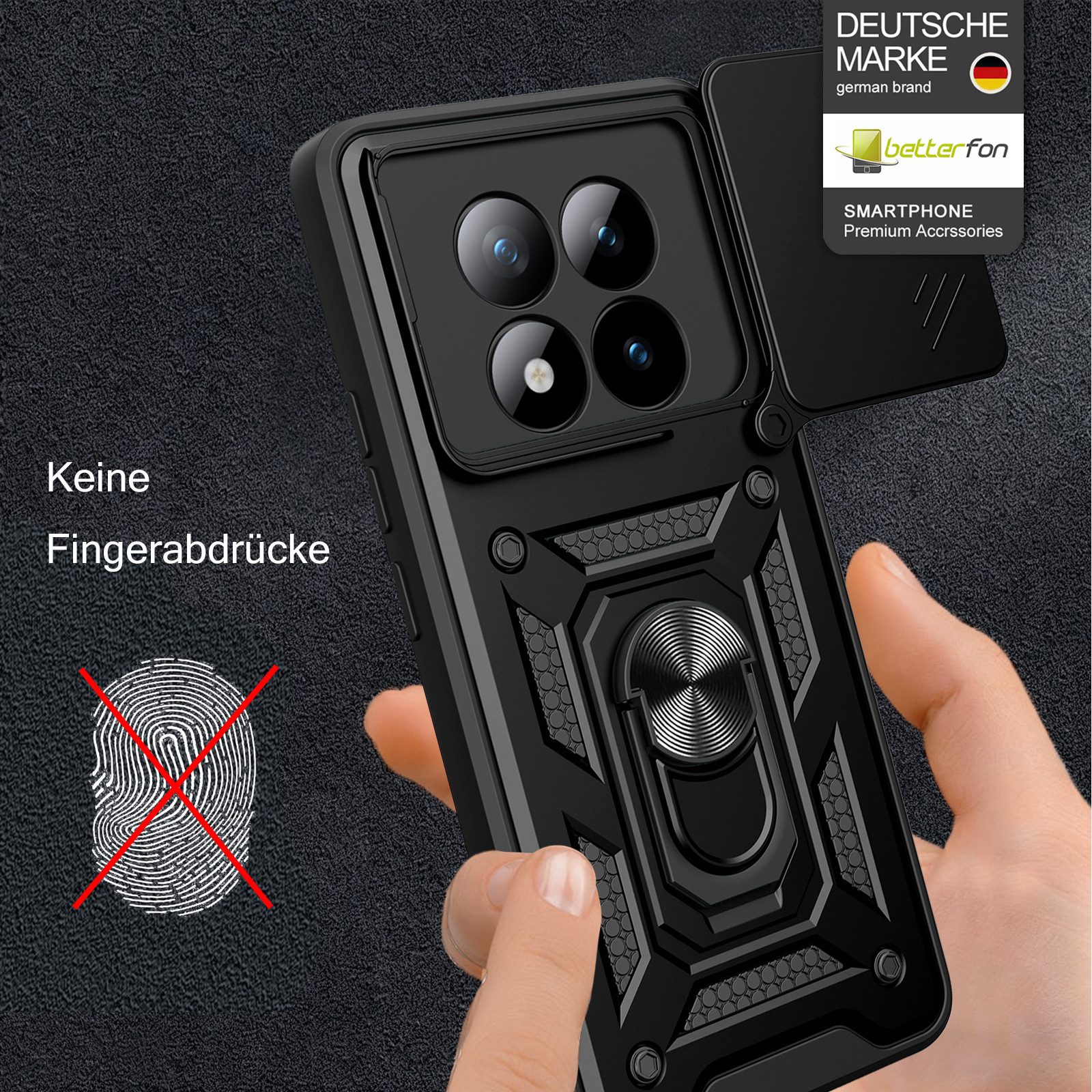 betterfon Handyhülle für Xiaomi Redmi Note 15 Pro+ Hülle Schutzhülle mit Kameraschutz, Outdoorhülle mit Ringhalter, Silikonkern & präziser Passform – Bild 2 von 5