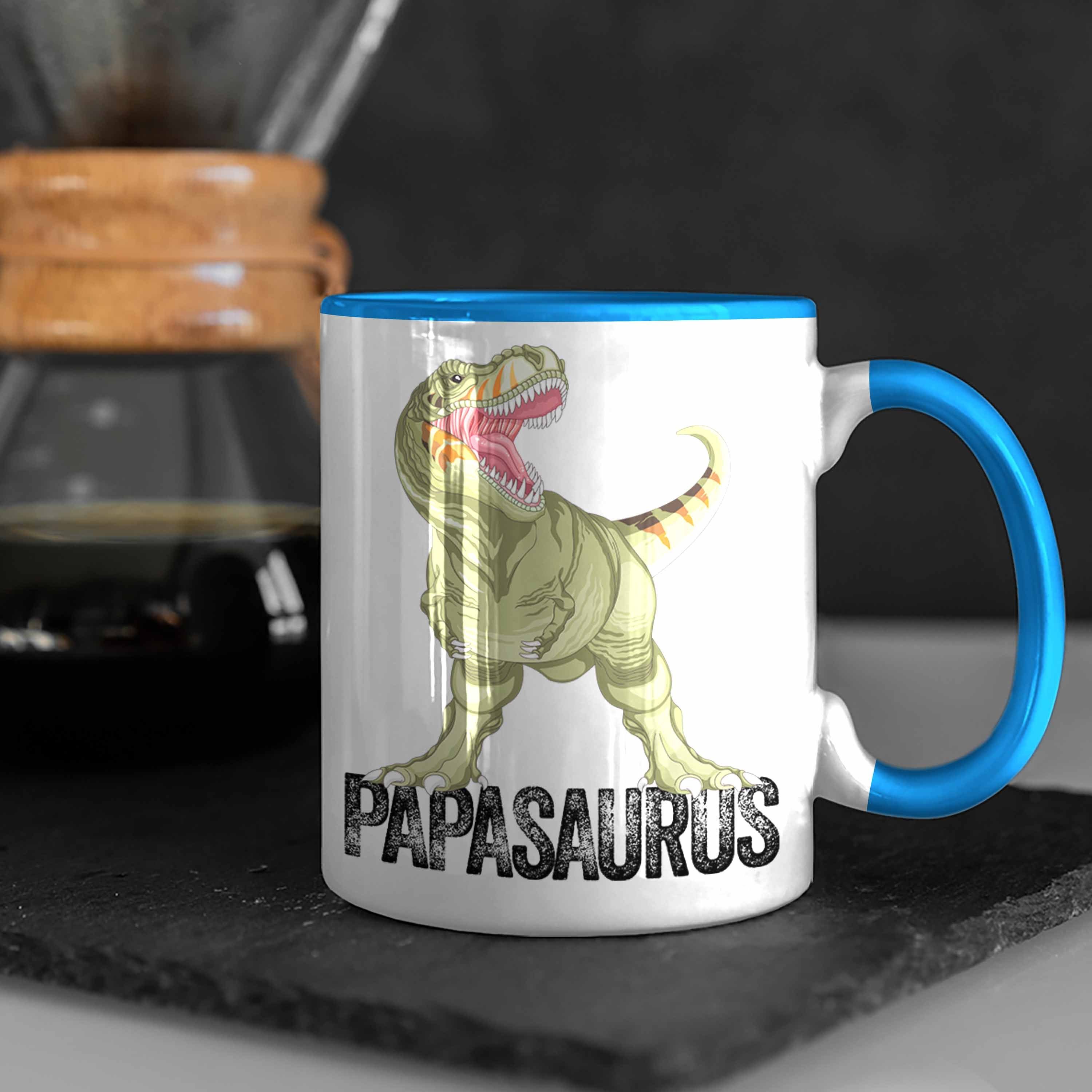 Di Lustiges Tasse Trendation Blau Papa Papasaurus Geschenk Tasse Vater Geschenk Vatertag für