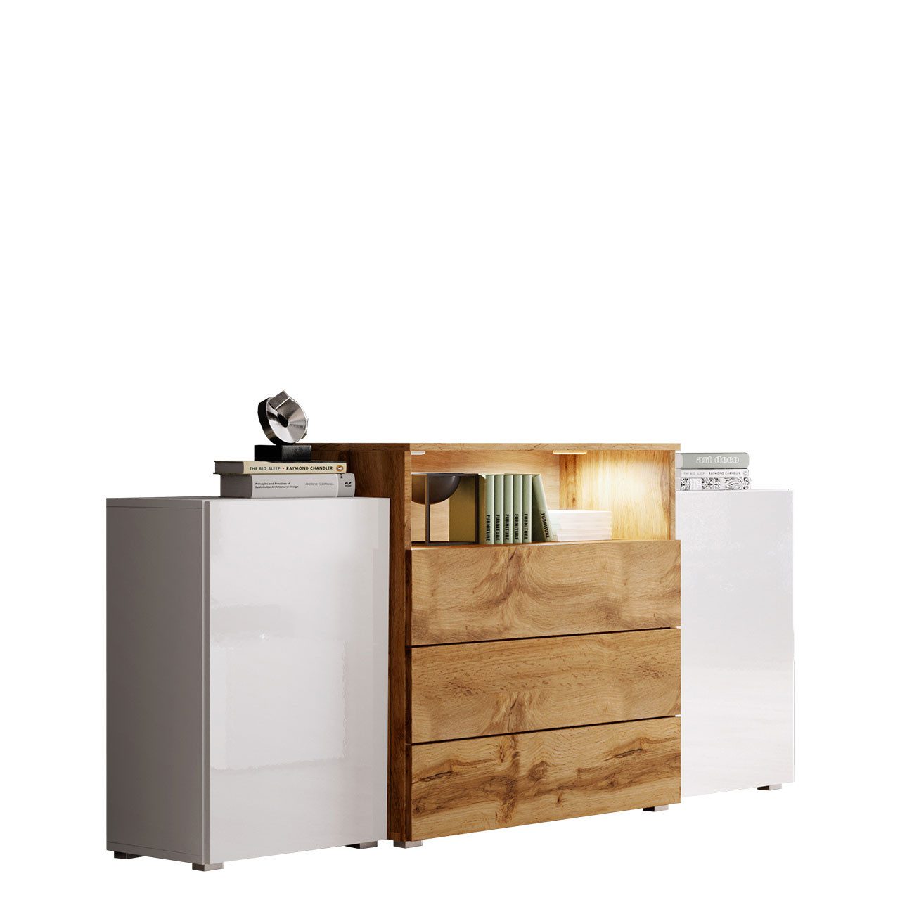 MIRJAN24 Kommode Urban III, mit 4 Schubladen und 2 Türen, Griffloses Öffnen, Highboard, Sideboard