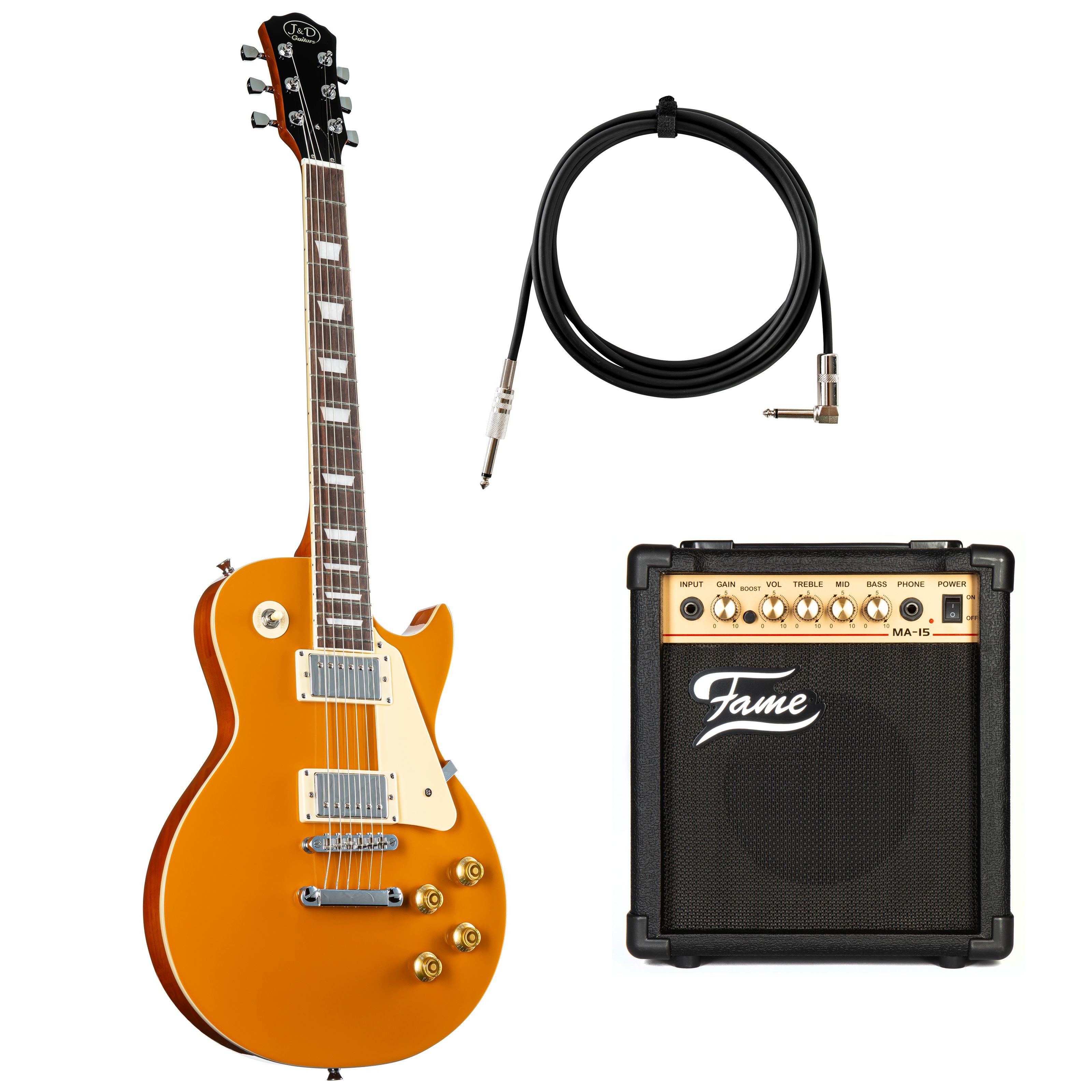 J & D E-Gitarre, E-Gitarren, E-Gitarren-Sets, LS II Blonde + MA 15 - E-Gitarren Anfänger Set
