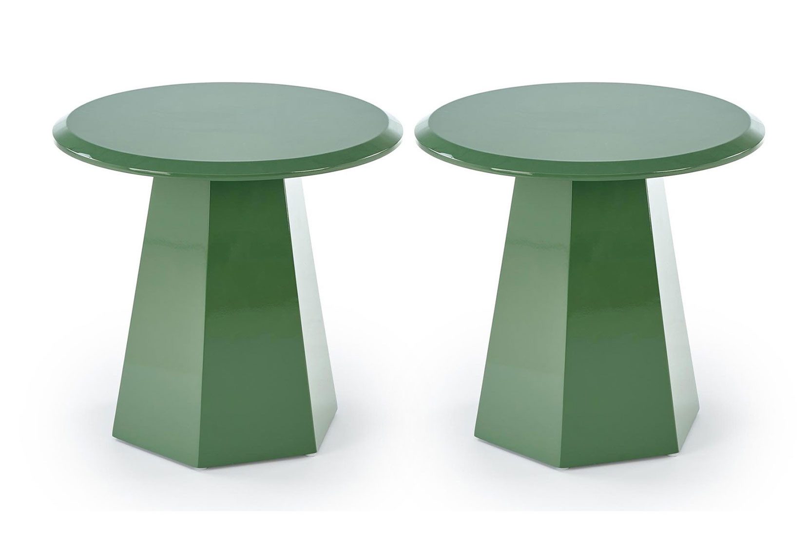 Feldmann-Wohnen Couchtisch Loca (runde Tischplatte, 1-St., moderne Optik, Gestell in achtekiger Form), 50x50x47cm grün Hochglanz / 2er Set