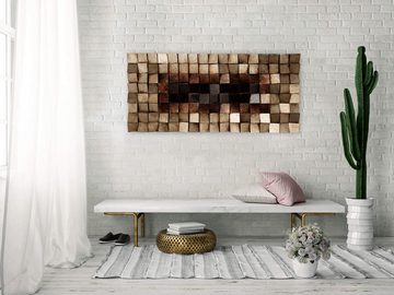 KUNSTLOFT Wandbild Lustrous Pixel, handgefertigtes Wandbild mit 3D Effekt