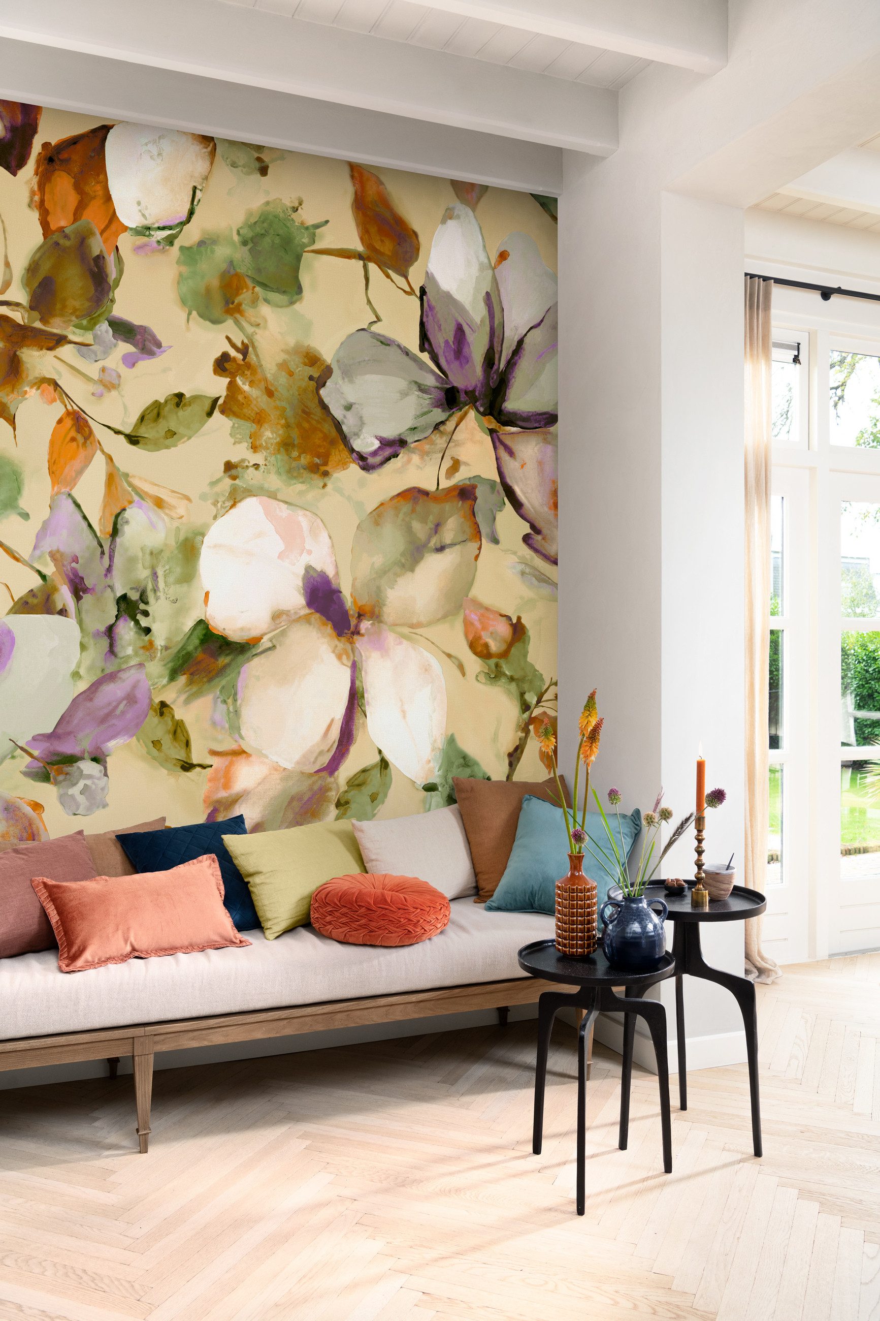 Rasch Fototapete Magnolien Blüte Aquarelloptik - Vliestapete Lila, floral, Aquarelloptik, (1 Rolle, 1 St., Kollektion 'Florentine IV' - 3 m x 2,65 m), Lichtbeständige Farben - Feucht abwischbar - Restlost abziehbar