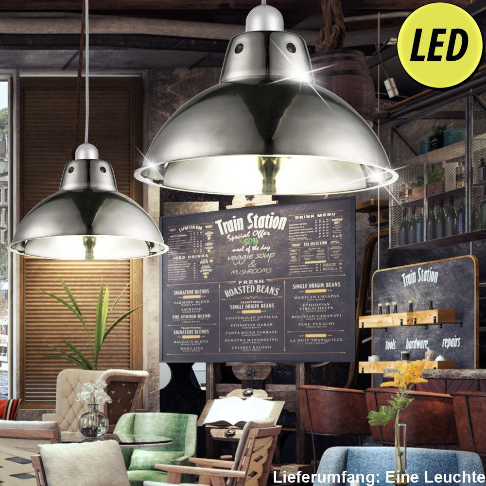 LED Retro Pendel Lampe Edelstahl Küchen Beleuchtung Hänge Decken Leuchte silber 