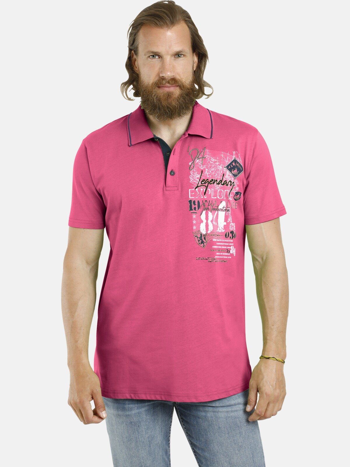 NANFRED pink hochwertiger Baumwolle Vanderstorm Jan Poloshirt aus