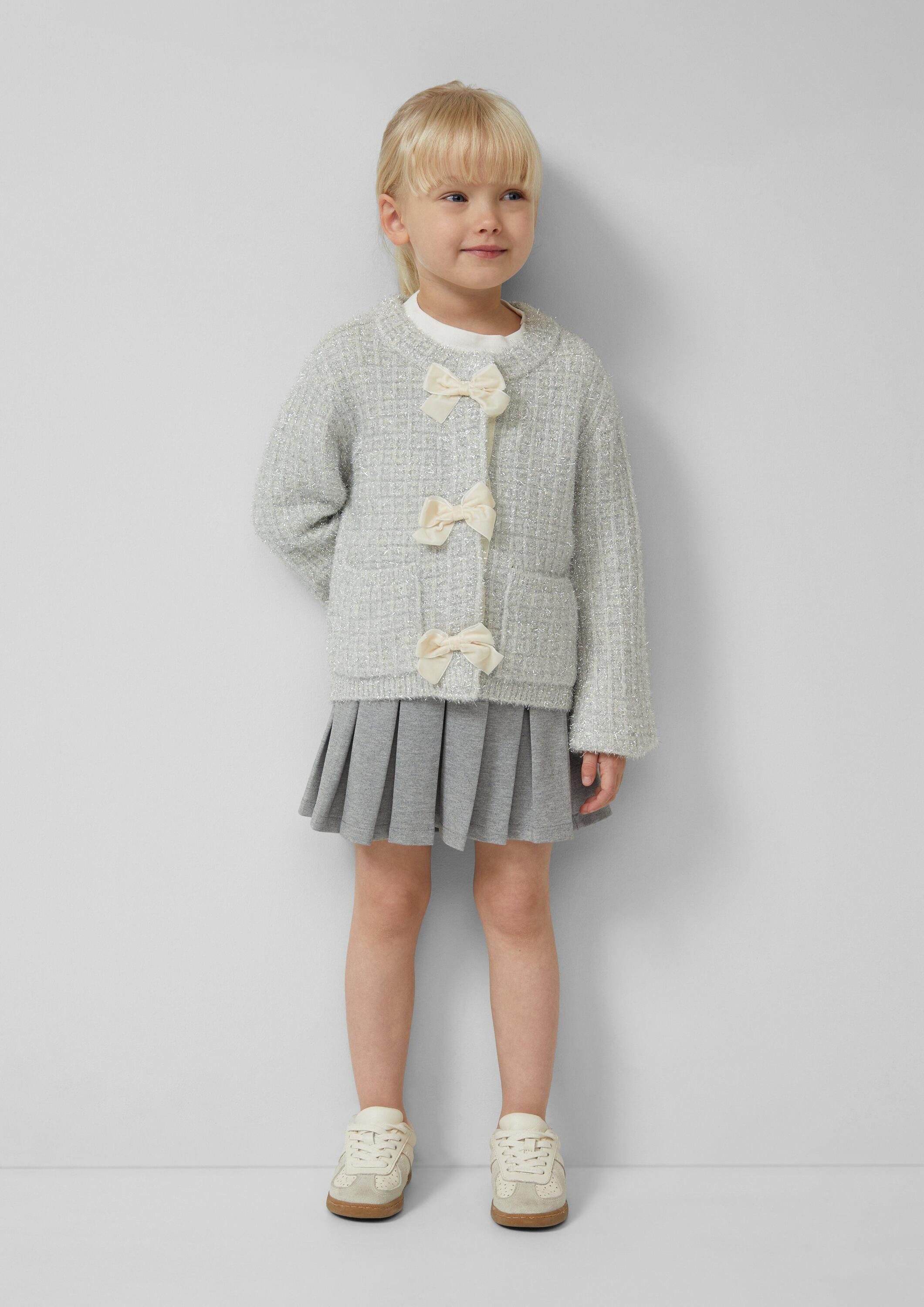 s.Oliver Cardigan Strickjacke Glitzer-Strickjacke mit Schleifen und Druckknöpfen