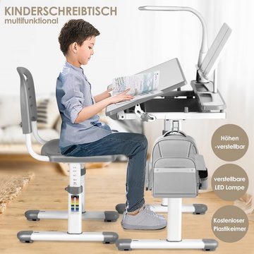 JOYLDIAS Kinderschreibtisch Schülerschreibtisch höhenverstellbar mit Lampe Stuhl und Schublade, Tischgröße: 66,4 x 49 x (54 - 76) cm