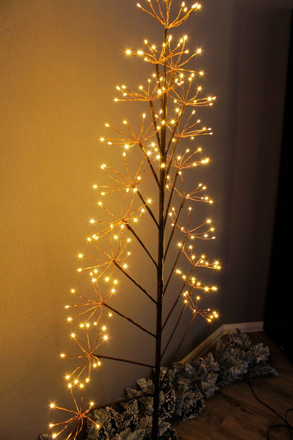 LED Außen Weihnachtsbeleuchtung An-Aus, LED Arnusa warmweiß Stehlampe 150cm Feuerwerk Leuchtbaum Weihnachtsbaum, Kupfer integriert, und fest warmweiß, Dekoleuchte Innen elegance Baum