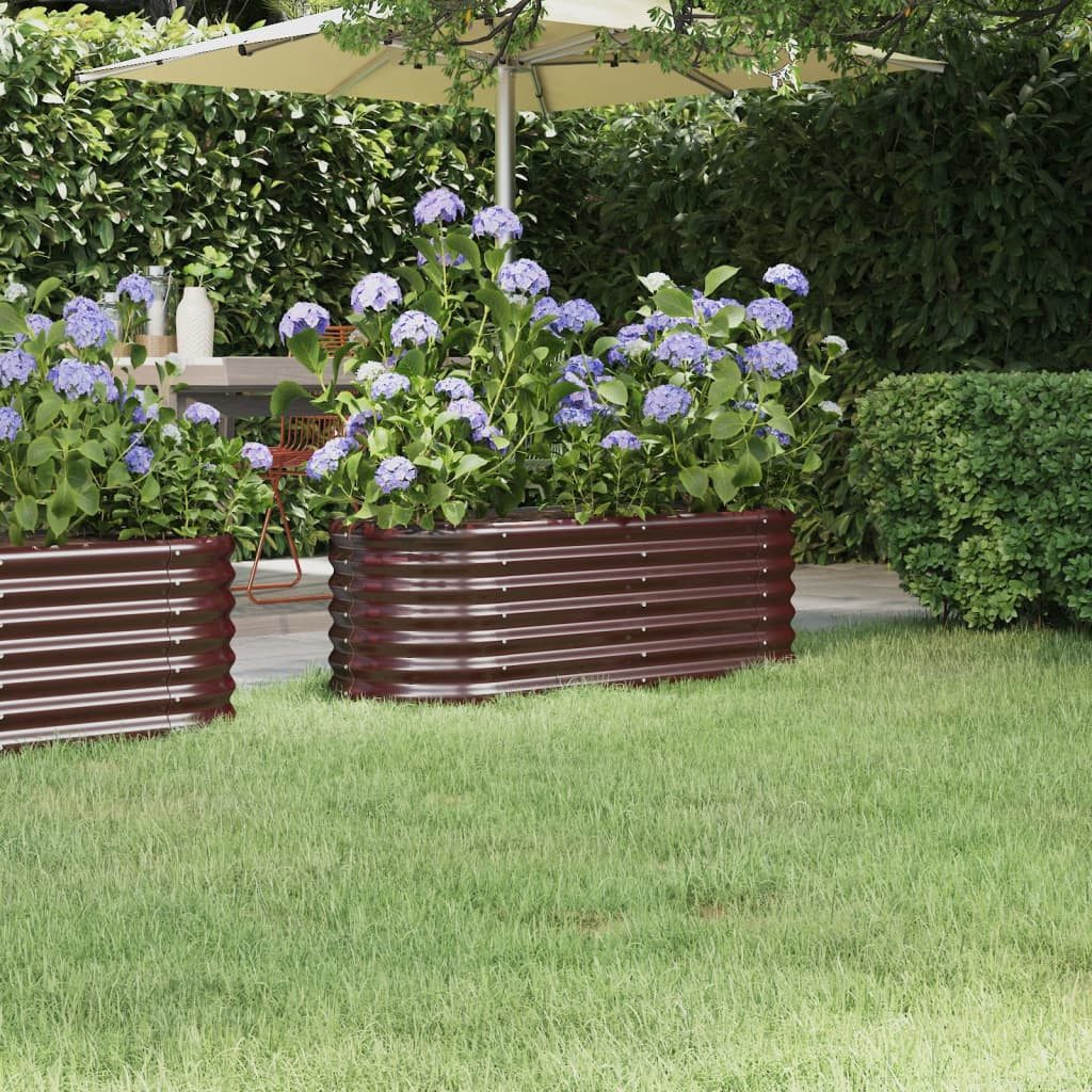 furnicato Hochbeet Ovales aus verzinktem Stahl 114 x 40 x 36 cm Braun, Witterungsbeständiges Gemüsebeet mit stabilen inneren Stützbügeln