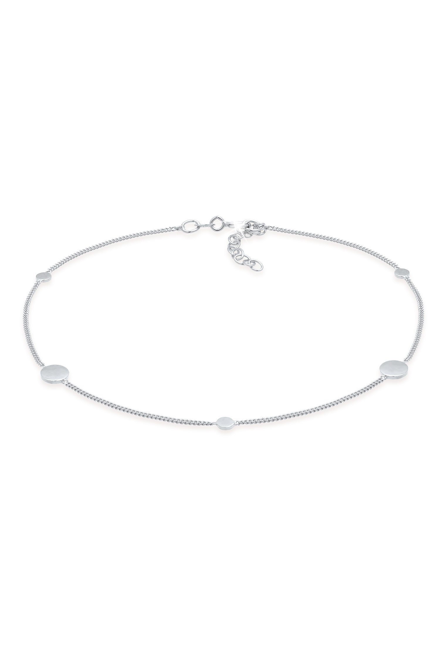 Elli Fußkette Coin Kreis Disc Trend Minimal 925 Sterling Silber, Geo