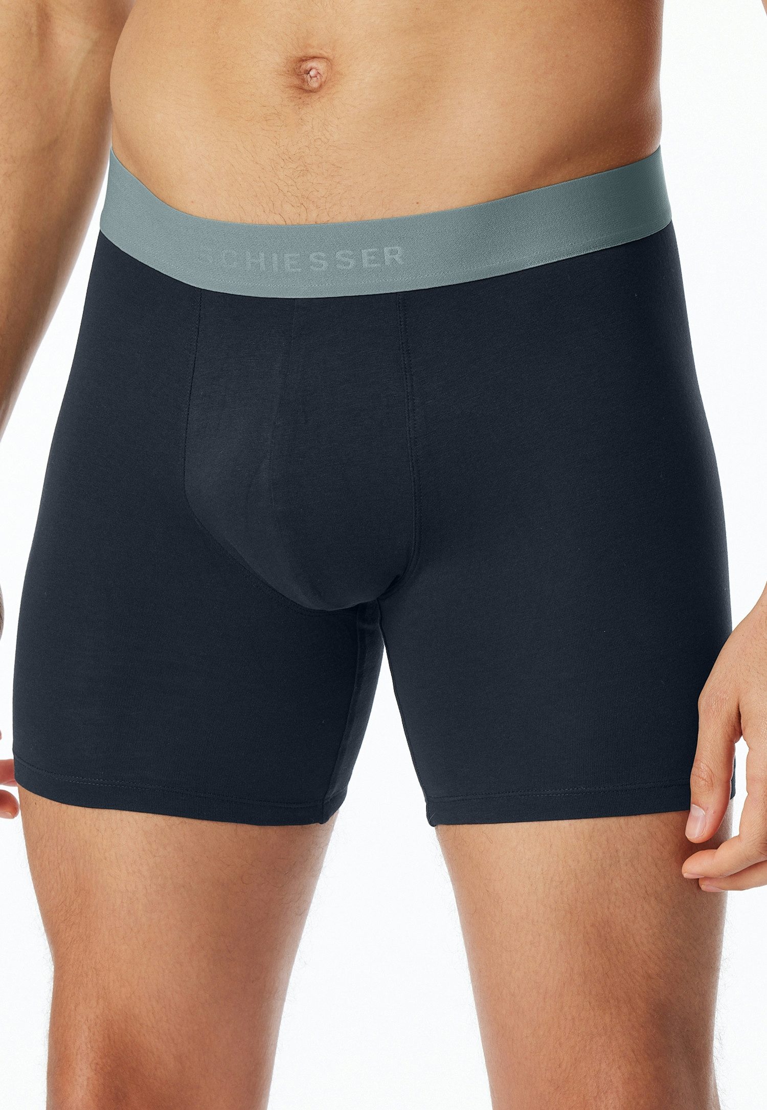 Schiesser Lange Unterhose 95/5 Multipacks (2er Pack) mit farblich abgesetztem, sportlichem Logo-Webgummibund
