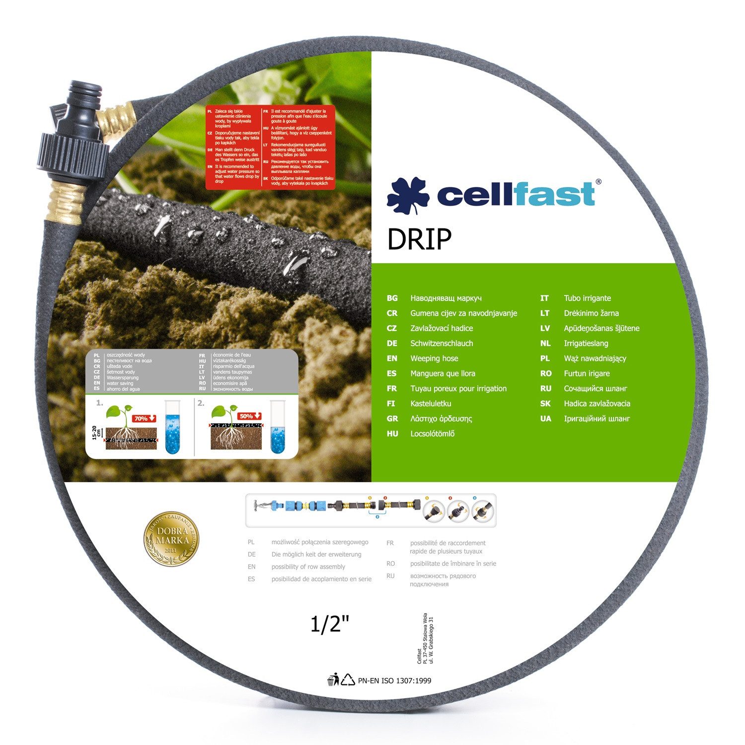 Cellfast Gartenschlauch 19-003 Drip Tropfschlauch 1/2" 22,5m