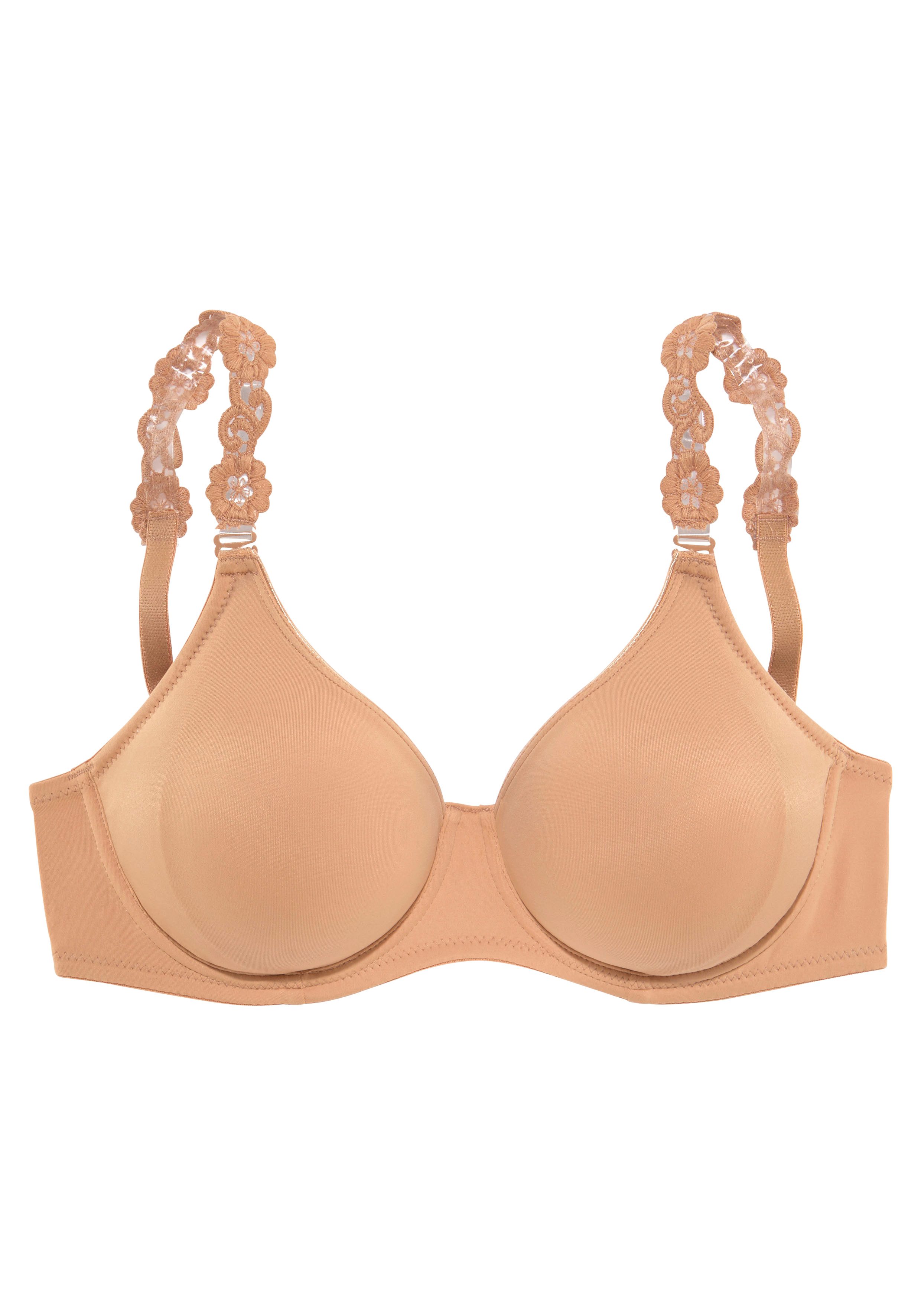 LASCANA T-Shirt-BH mit 3 Trägern (Wechselträger) und Stickerei – auch für große Größen