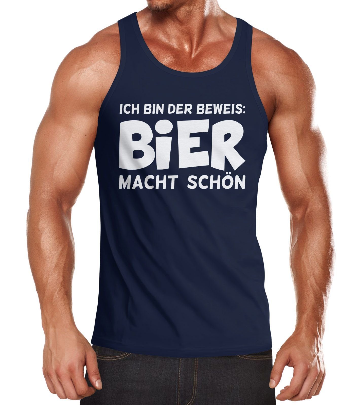 Tanktop Herren Tanktop Ich bin der Beweis Bier macht schön Moonworks®