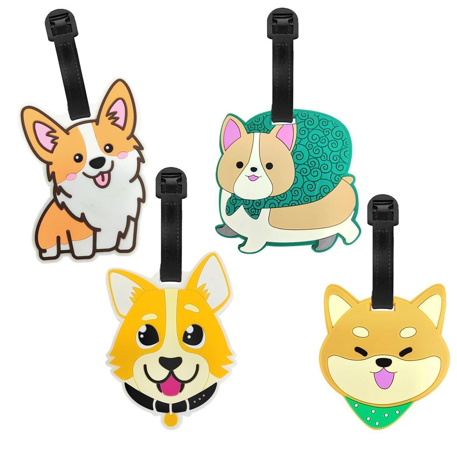 LuxusKollektion Gepäckanhänger Kofferetiketten Gepäckanhänger 4 Stück Hund Cartoon Kinder Corgi