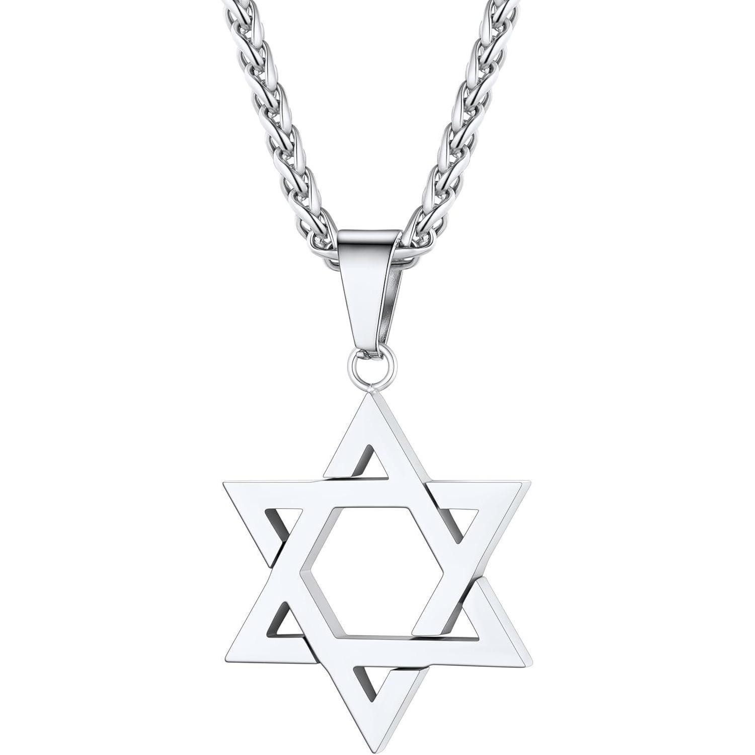 LuxusKollektion Sternanhänger Halskette Anhänger Davidstern Hexagramm 01-silber Nicht Personalisiert