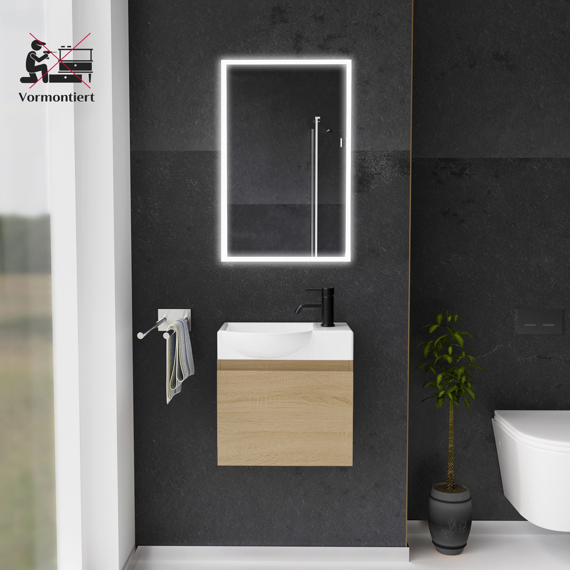 Alpenberger Badmöbel-Set - Gäste WC Waschbecken günstig online kaufen
