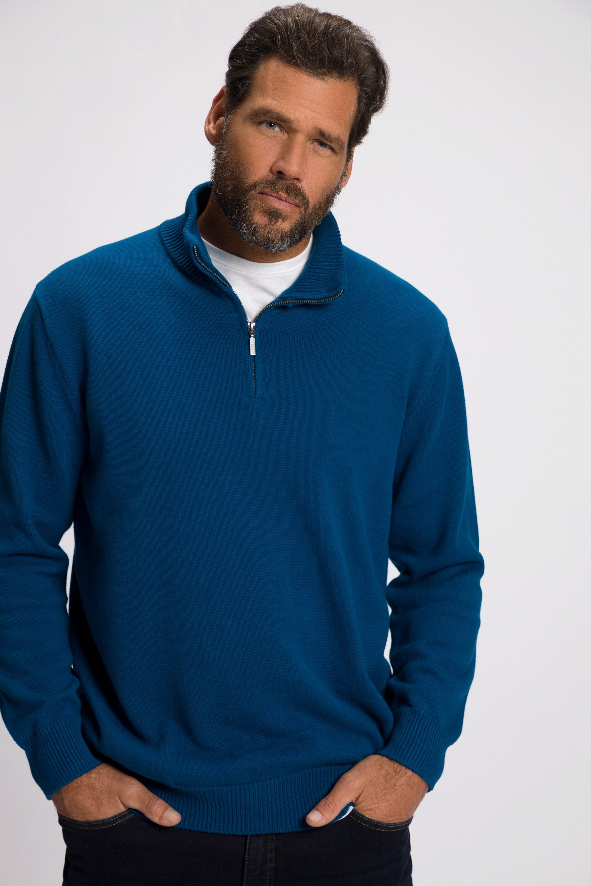 JP1880 Rundhalspullover bis 7XL Troyer aus Strick Pullover mit Stehkragen günstig online kaufen