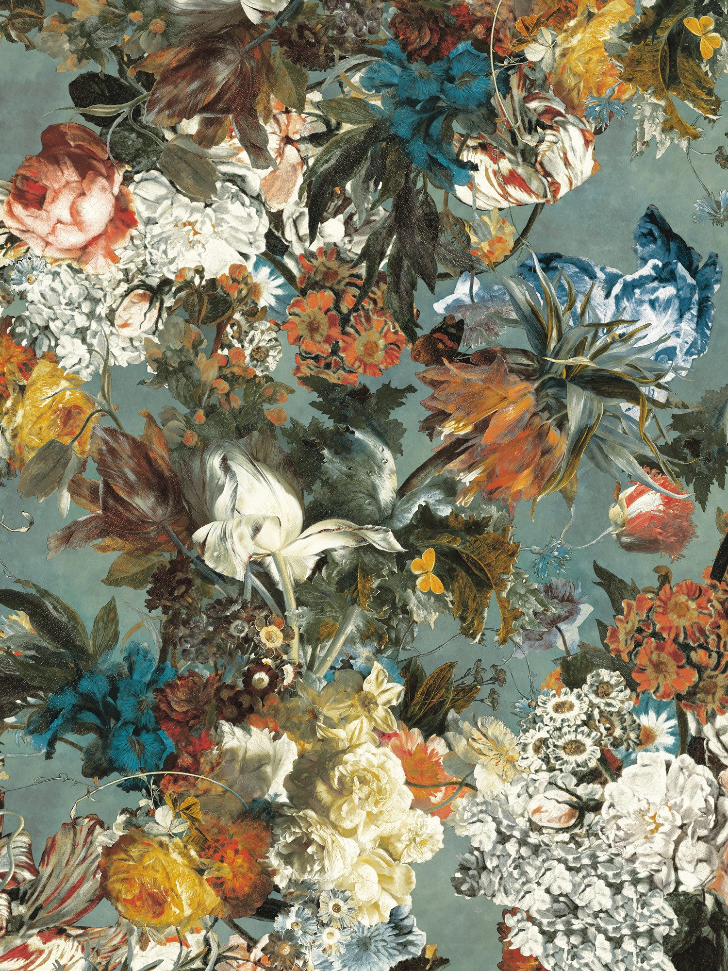 Rasch Fototapete Blumen mit großen bunten Blüten - 3,00m x 2,25m, glatt, floral, Kunst, geblümt, botanisch, (1 Rolle, 1 St)