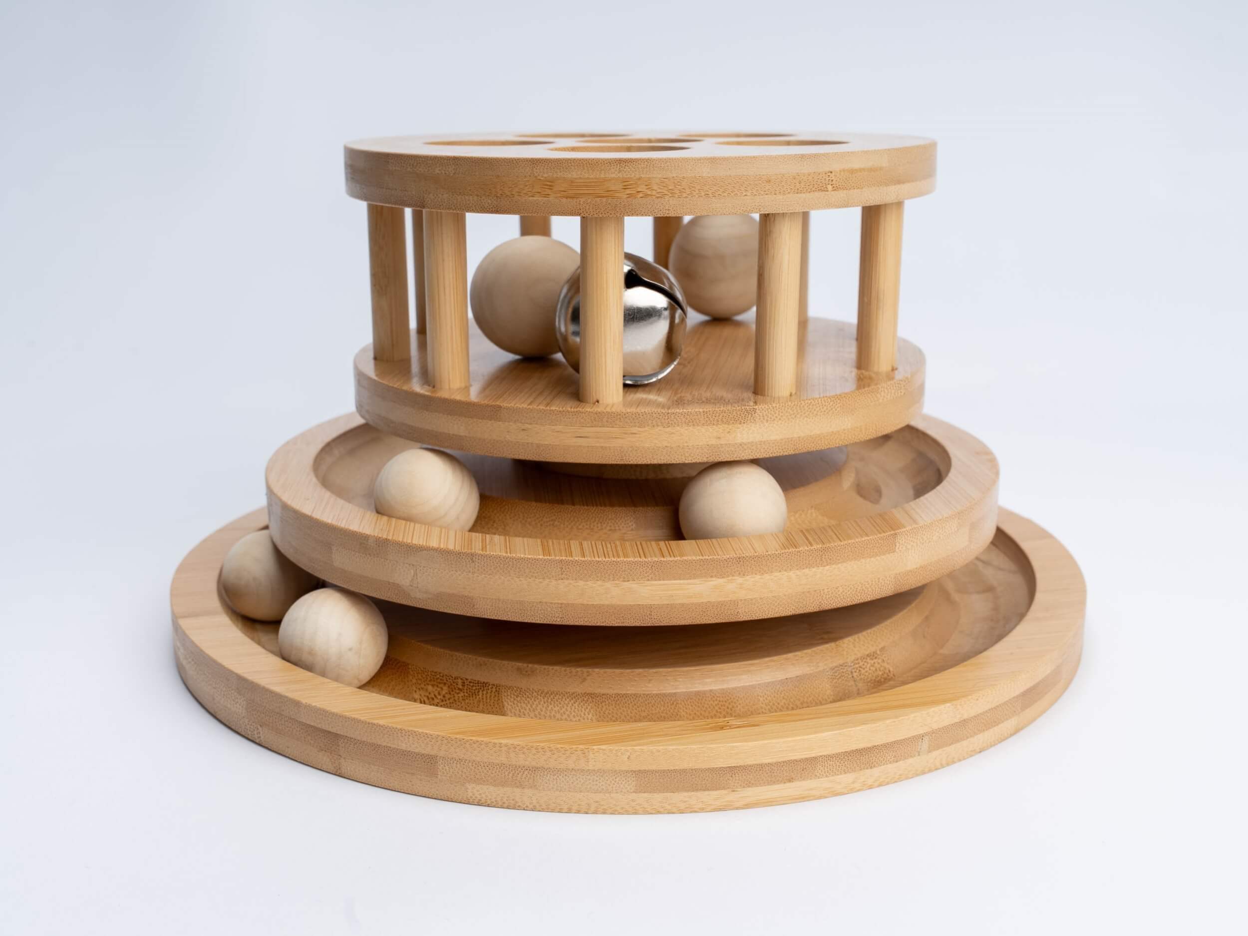 TrendPet Tier-Beschäftigungsspielzeug Minka Tower Bambus Katzenspielzeug, Robustes Spielzeug aus Bambus