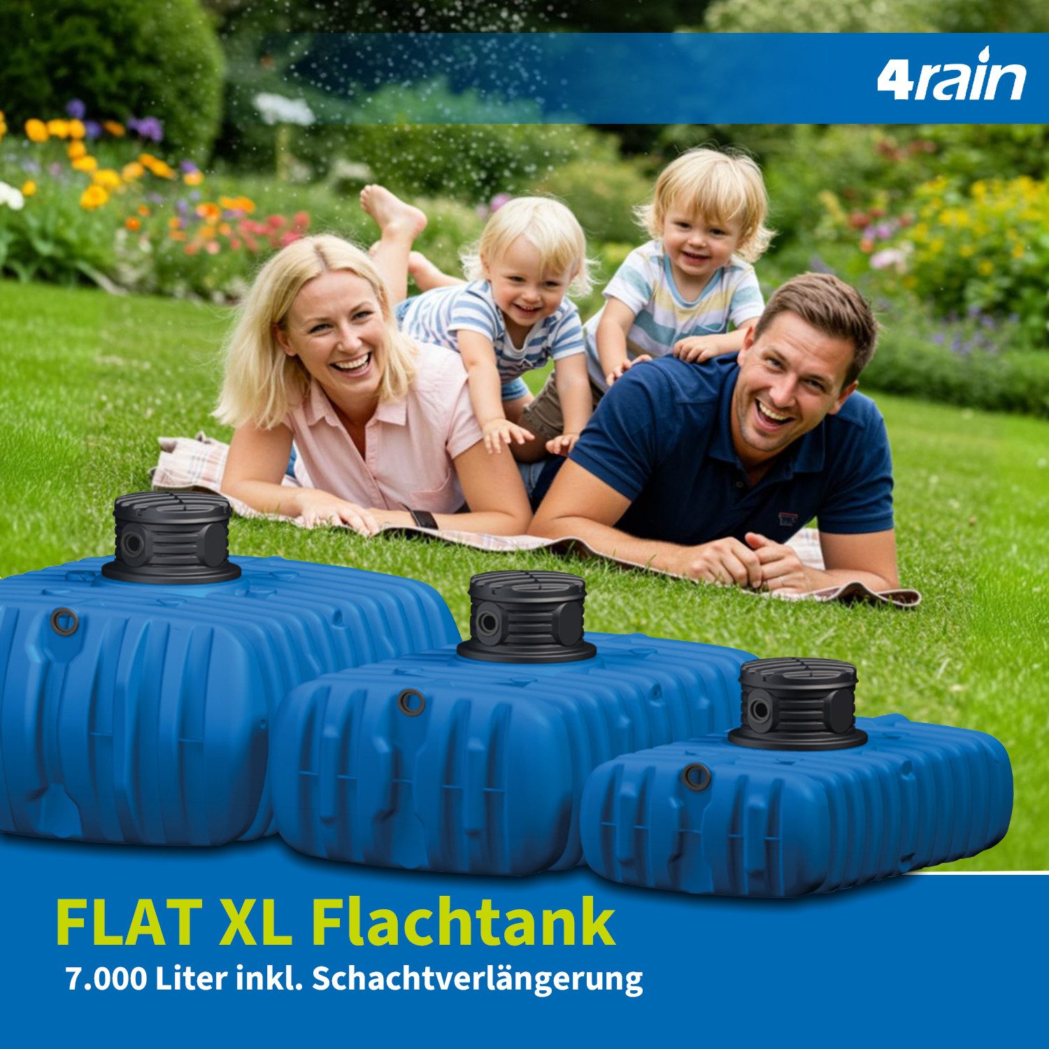 4rain Wasserreservoir FLAT XL Flachtank 7000 Liter inkl. Schachtverlängerung, 7000 l
